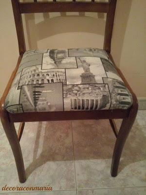 ♥ ♥ ♥ SILLA TAPIZADA EN BLANCO Y NEGRO (AUXILIAR PARA ZONA ESTUDIO)