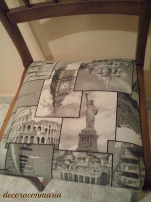 ♥ ♥ ♥ SILLA TAPIZADA EN BLANCO Y NEGRO (AUXILIAR PARA ZONA ESTUDIO)