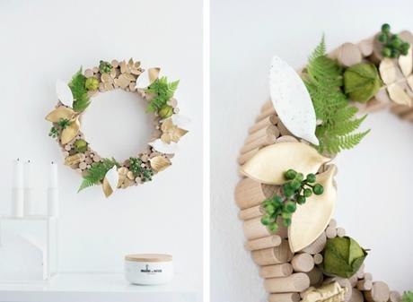 Corona natural con madera y hojas