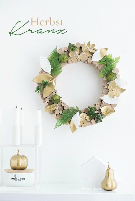 Corona natural con madera y hojas