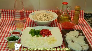 Receta de alubias blancas con sepia