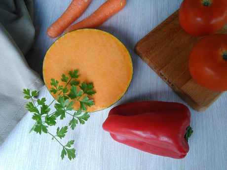 Crema de calabaza con pimientos rojos asados