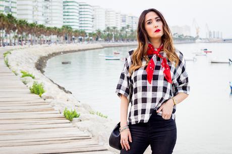 plaids blouse zara