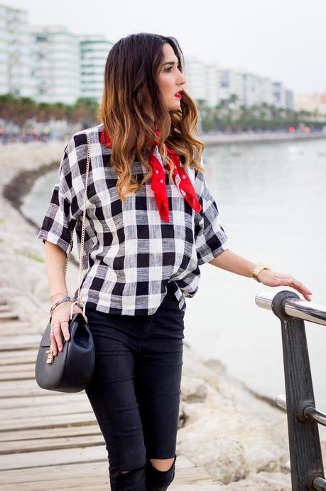 ripped jeans and plaids tee