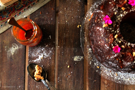 Bundt cake de requesón ,nueces de california y tomate cherry  #MenusconCorazón
