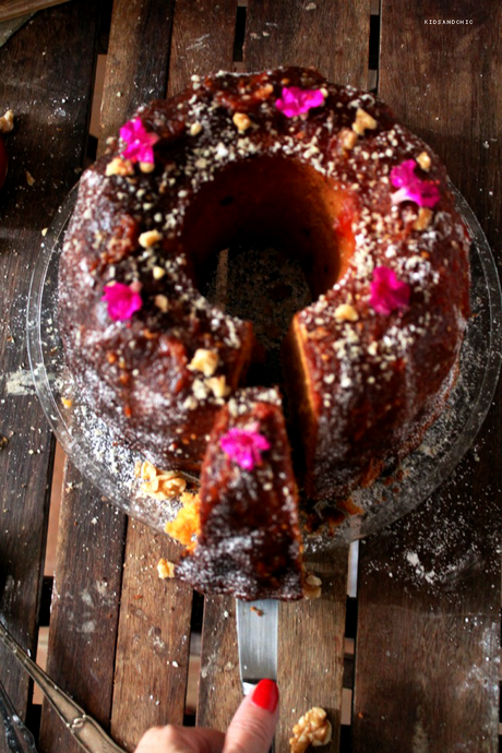 Bundt cake de requesón ,nueces de california y tomate cherry  #MenusconCorazón