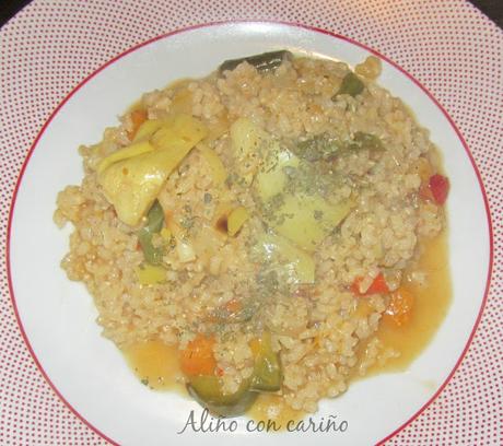 PAELLA DE VERDURAS CON ARROZ INTEGRAL