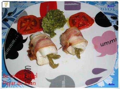 Rollitos de merluza y beicon con verduras