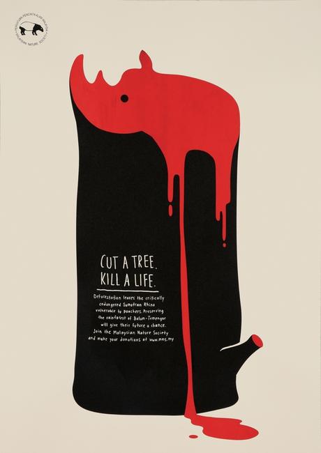 “Cut a tree, kill a life”, una campaña gráfica minimalista contra la deforestación