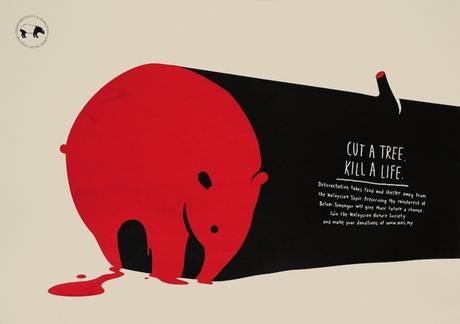 “Cut a tree, kill a life”, una campaña gráfica minimalista contra la deforestación
