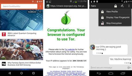 DuckDuckGo, Orweb y ChatSecure son algunas de las aplicaciones que pueden utilizar Orbot sin root en Android