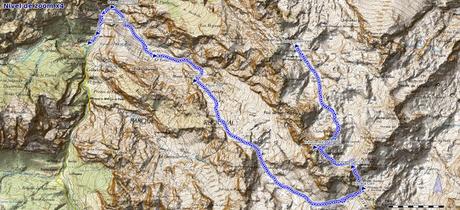 Mapa ruta Cabrones, Torrecerredo, Dobresengos, Caín