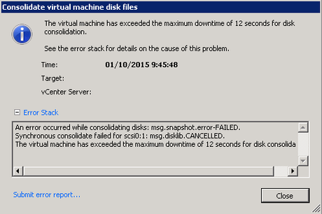 error consolidar snapshot por DBigCloud