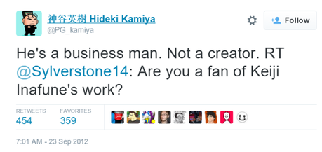 Kamiya sobre Inafune en 2012.