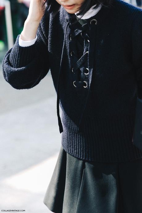 PFW-Paris_Fashion_Week-Spring_Summer_2016-Street_Style-Say_Cheese-Lace_Up_Sweater-Navy-