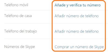 Configurar teléfonos en Skype
