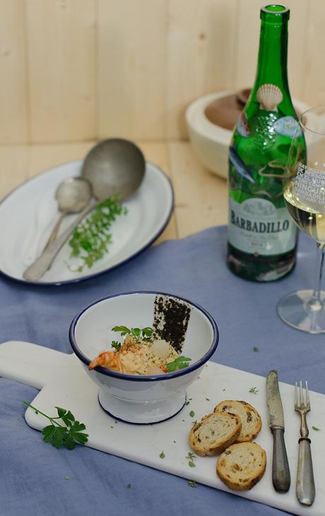Brandada melosa de bacalao con tapenade de olivas negras y gelatina de Barbadillo