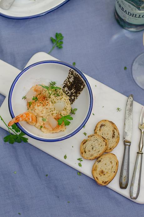Brandada melosa de bacalao con tapenade de olivas negras y gelatina de Barbadillo