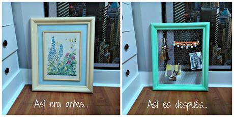 MOOD BOARD DIY CON UN MARCO Y TELA DE GALLINERO