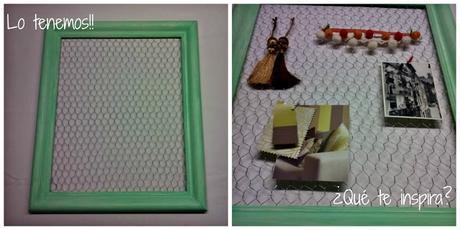MOOD BOARD DIY CON UN MARCO Y TELA DE GALLINERO