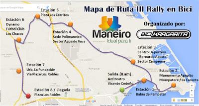 Mapa de Ruta y Bases Tercer Rally en Bicicleta en el Municipio Maneiro