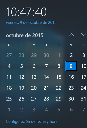 Calendario Windows 10- 2