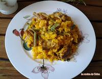 Arroz con costillejas, coliflor y judías tiernas.