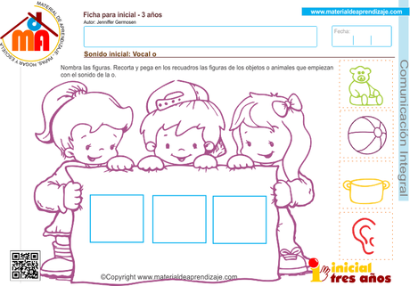 Sonido inicial vocal o 2 – Comunicación integral 3 años
