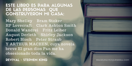 Dedicatoria de Stephen King para los autores que forjaron su carrera