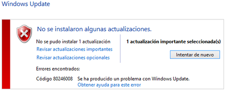 Reparar Windows update: Error 80246008