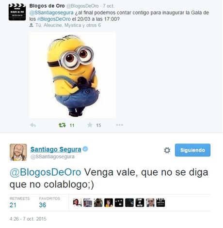 Santiago Segura inaugurará los Blogos de Oro 2016