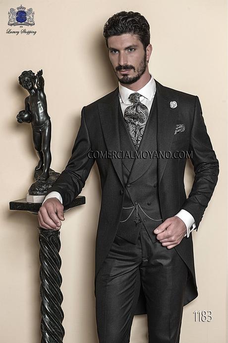 Chaqué fil a fil gris antracita, modelo 1183 Ottavio Nuccio Gala colección Gentleman.