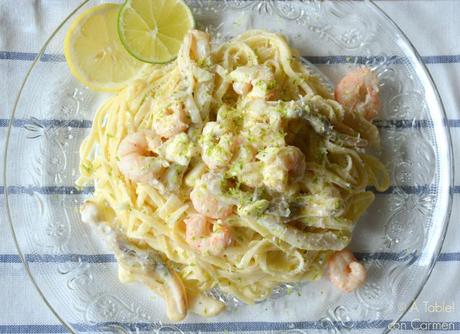 Tallarines con Limón, Gambas, Navajas y Queso Parmesano