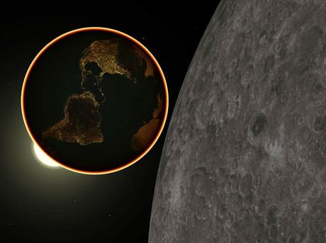 La Tierra desde la Luna durante un eclipse lunar