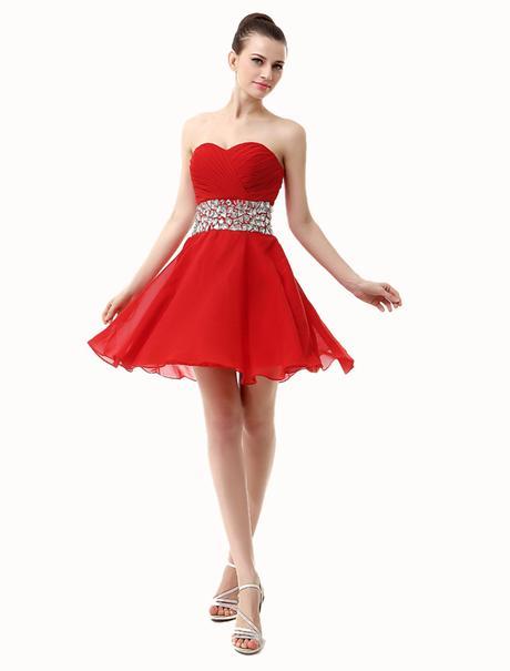  A-line Sweetheart Sleeveless Knee-length Red Chiffon Prom Dress IS0144