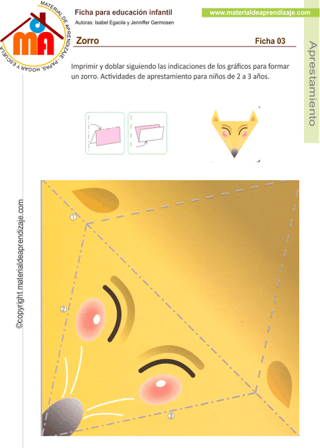 Zorro: Actividades para doblar de 2 a 3 años