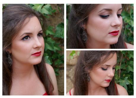 Eyeliner y labios rojos