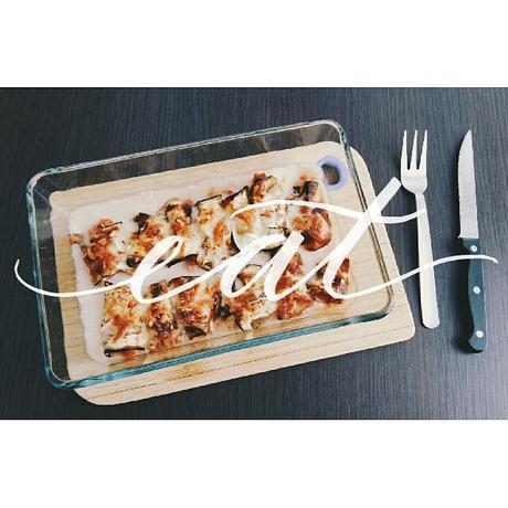 Canelones de berenjena con bechamel ecológica