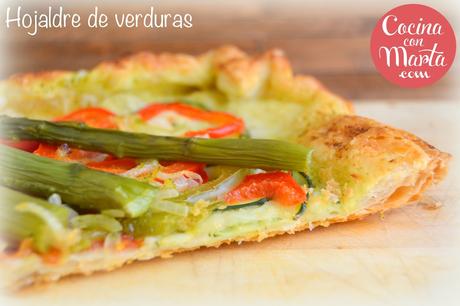 Hojaldre de verduras, receta casera, tomate, espárragos, champiñones, calabacín, pimiento, cebolla, ajo, perejil, Cocina con Marta