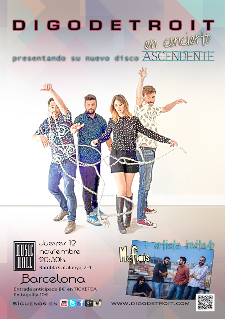 DIGO DETROIT EN DIRECTO EN BARCELONA : : Music Hall, 12 noviembre