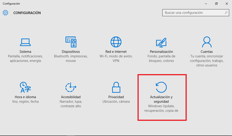 Windows 10 - Configuracion - Actualizacion y seguridad