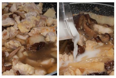 Pollo con bambú y setas chinas