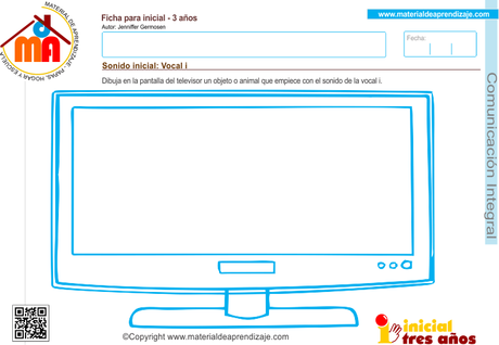 Sonido inicial vocal i 1 – Comunicación integral 3 años