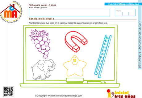 Sonido inicial vocal e 2 – Comunicación integral 3 años Sonido inicial vocal e 2 – Comunicación integral 3 años