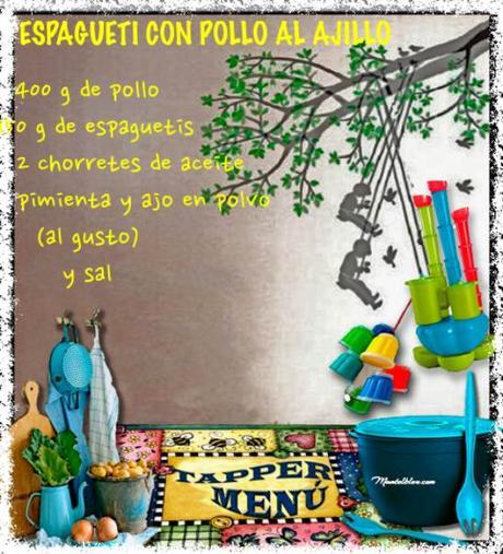 Espaguetis con pollo al ajillo Espagueti con pollo al ajillo Etiqueta