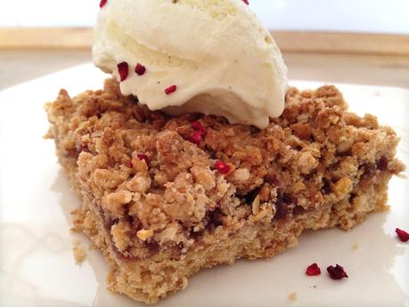 recetas postres delikatissen recetas con avena dulces postres rápidos postres para muchos postres fáciles cuadrados de avena y frambuesa crumble cake blog postres fáciles Barritas de avena y frambuesas 