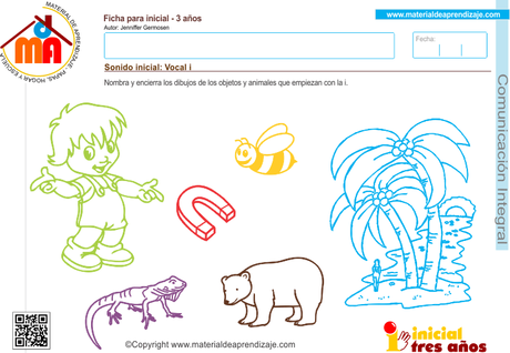 Sonido inicial vocal i 2 – Comunicación integral 3 años Sonido inicial vocal i 2 – Comunicación integral 3 años