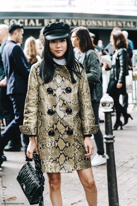 PFW-Paris_Fashion_Week-Spring_Summer_2016-Street_Style-Say_Cheese-Valentino_Spring_Summer_2016-Yoyo_Cao-Snake_Coat-Miu_Miu-Cap-