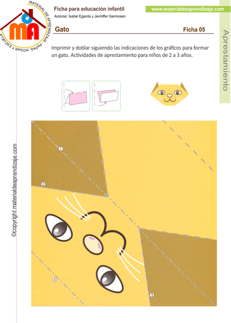Gato: Actividades para doblar de 2 a 3 años