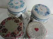 FRASCOS TAPAS DECORADAS punto cruz, pintadas decoupage.